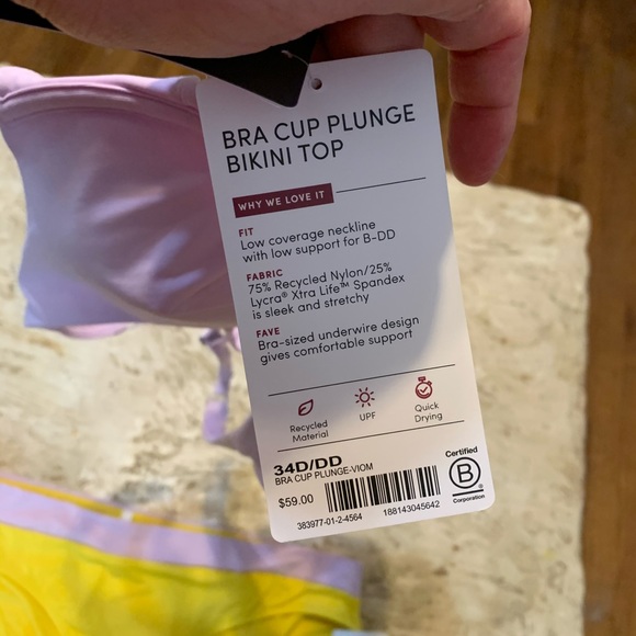 NWT Athleta Bra Cup Plunge Bikini Top. 38 B/C - Picture 4 of 7